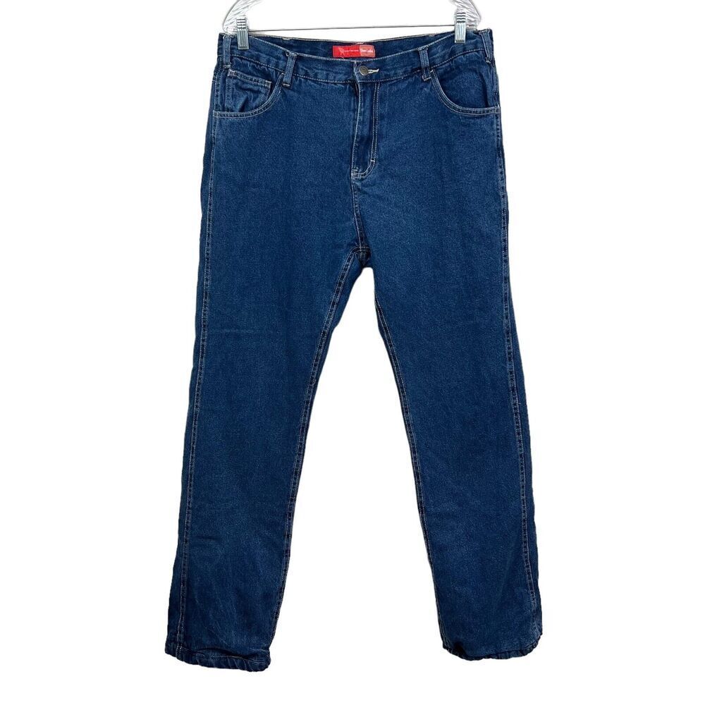 Berne Ladies Jeans Fleece Lined Straight Leg 5 Pocket Zip Fly Blue Women Sz 10*